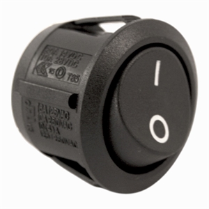 Vippekontakt - 1P - ON-OFF - Sort - Ø 20,5 mm.